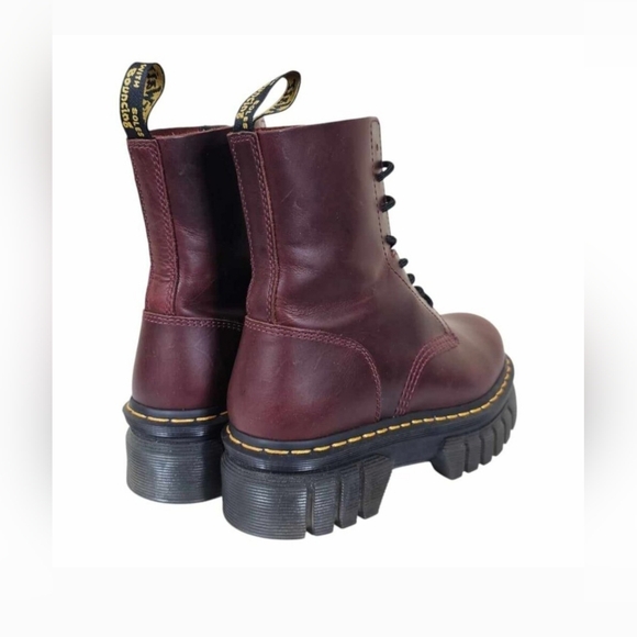 Dr. Martens Audrick Burgundy  Leather Platform Boots Size 39 US 8 - Picture 6 of 14